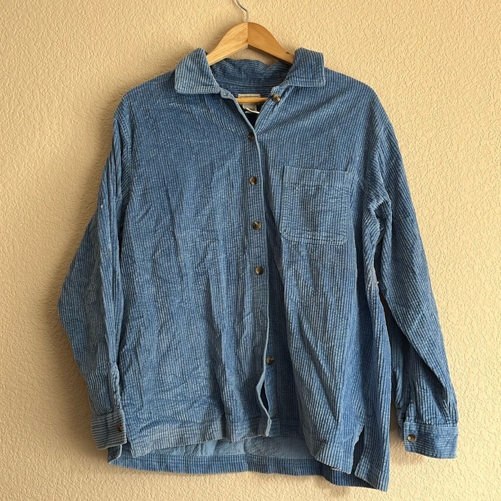 Vintage L.L. BEAN Corduroy Button Up Shacket Women's Large Blue